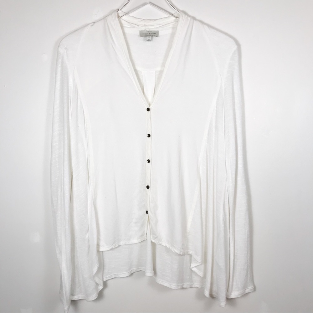 Lucky Brand White Button Down Long Sleeve Top